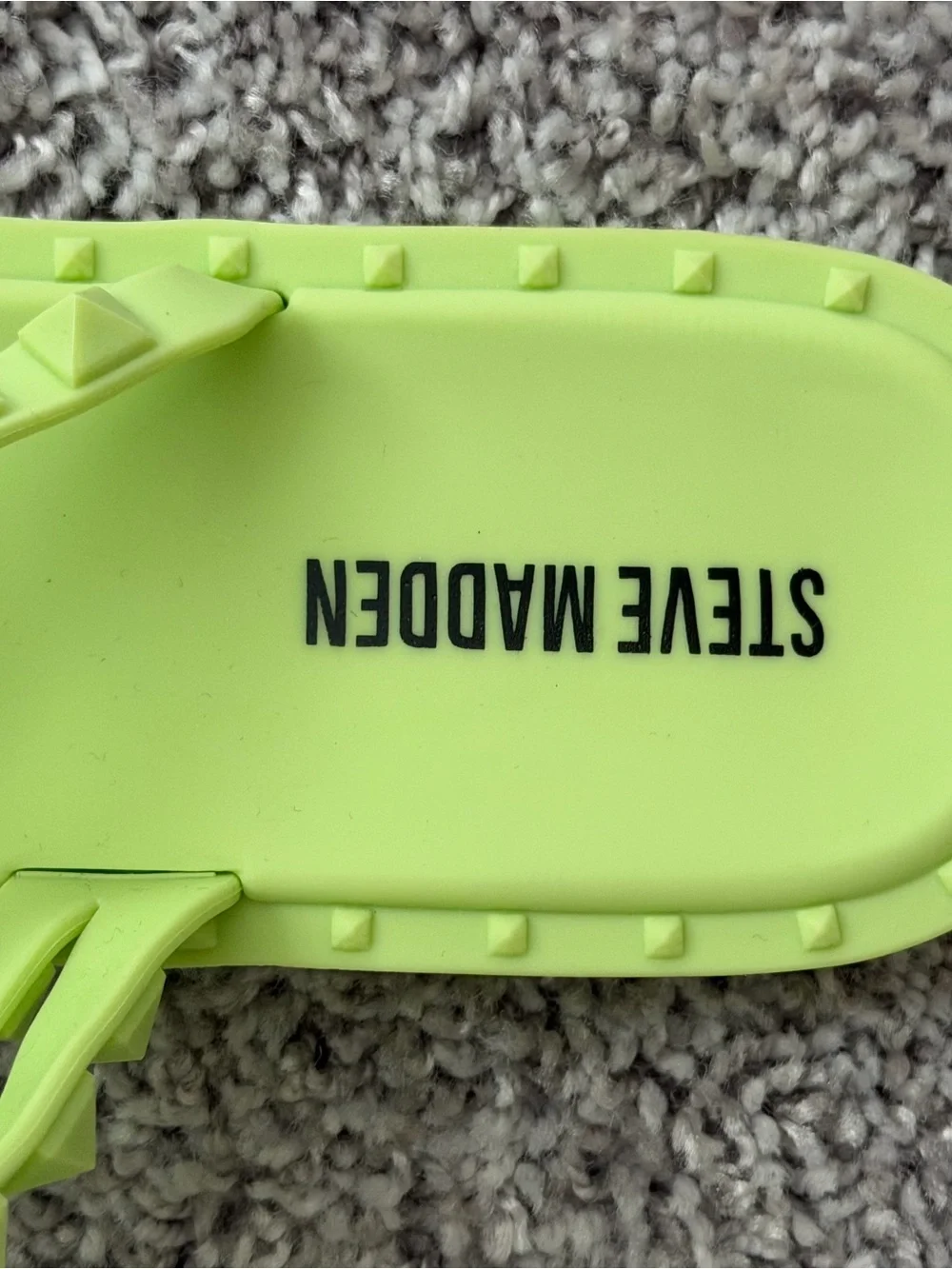 Steve Madden Neon Lime Pyramid Stud Slide Sandals